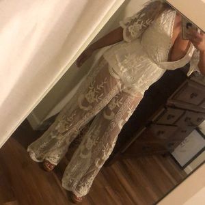 Size small gorgeous summer white jumpsuit lace
